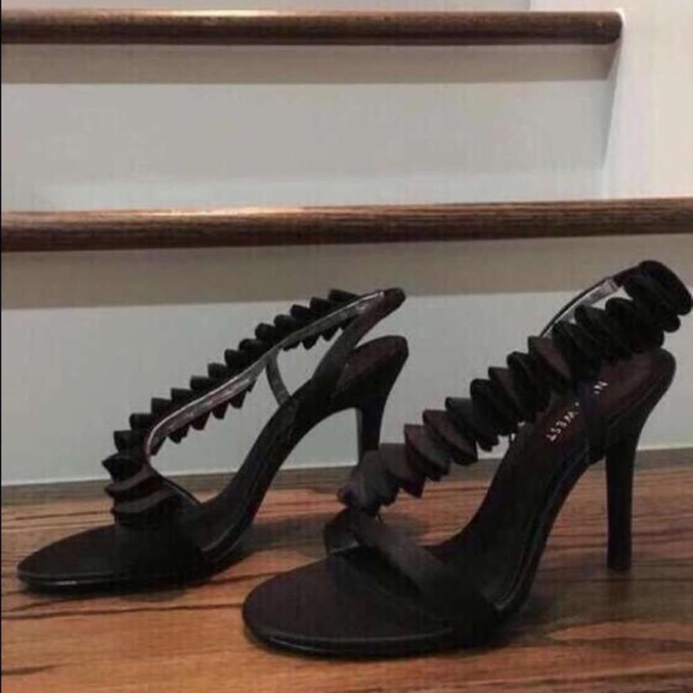Black satin heels